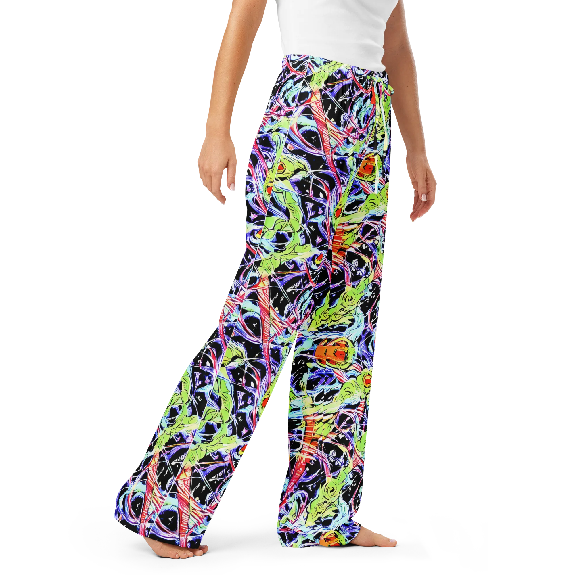 Electric Frog Rush on Women's Pajama Pants — Right Front