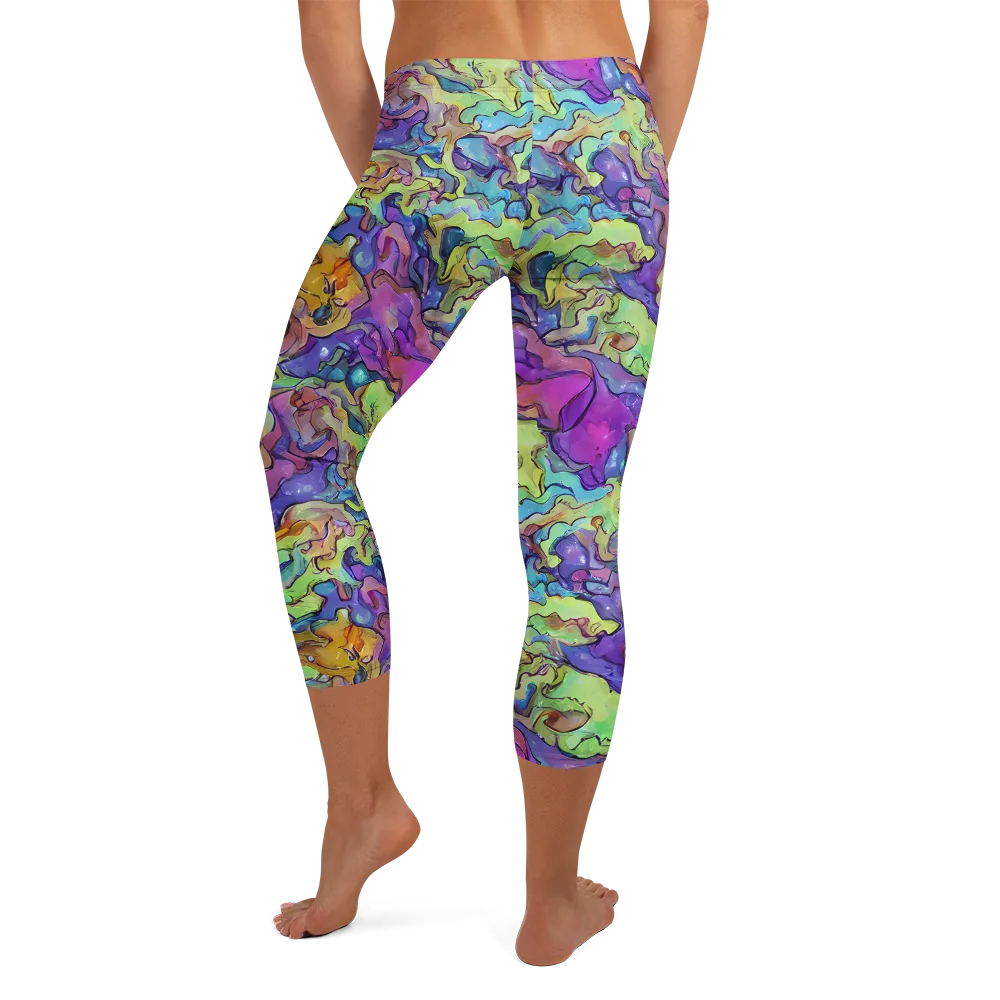 Dreamwave Mosaic on Capri Leggings — Back