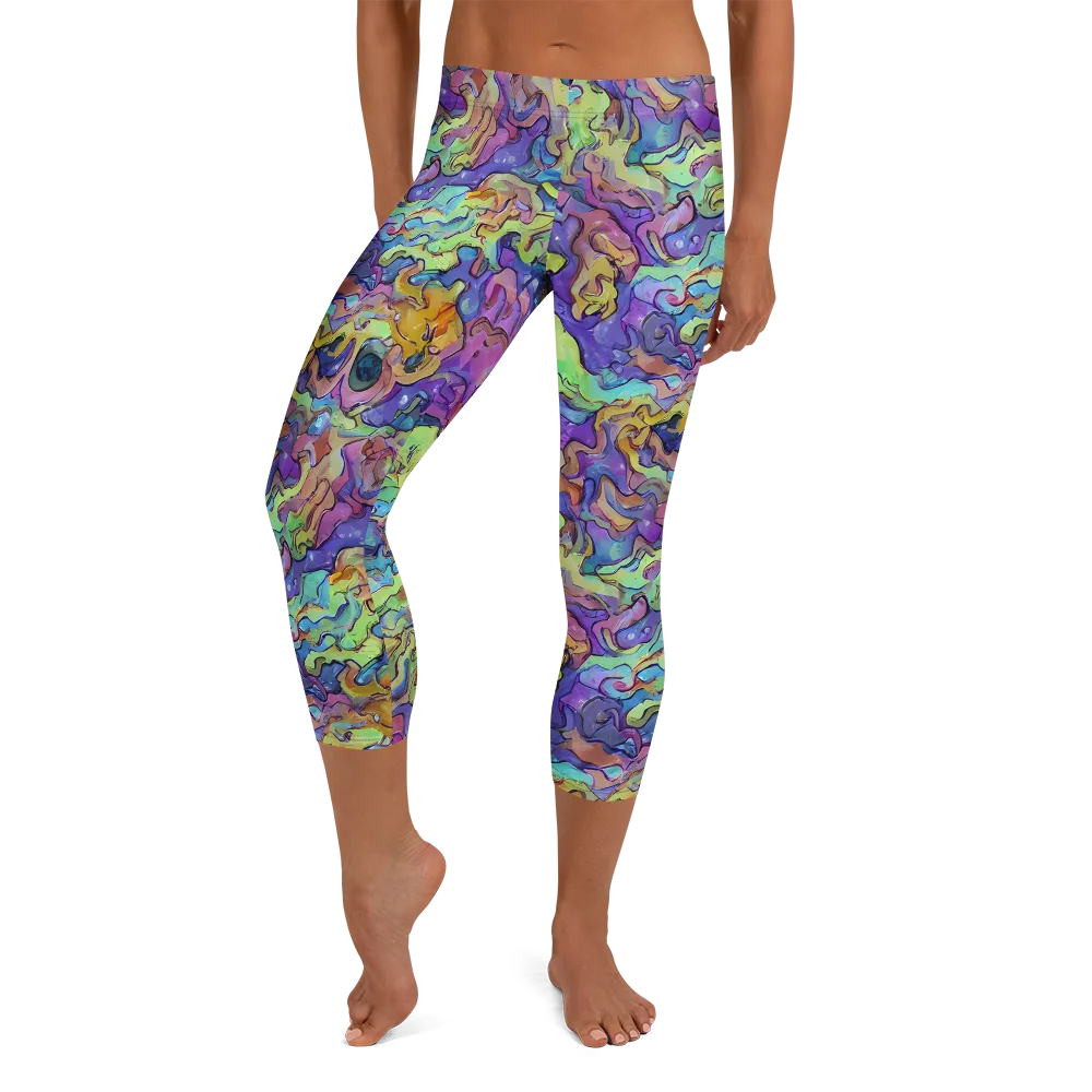 Dreamwave Mosaic on Capri Leggings — Front