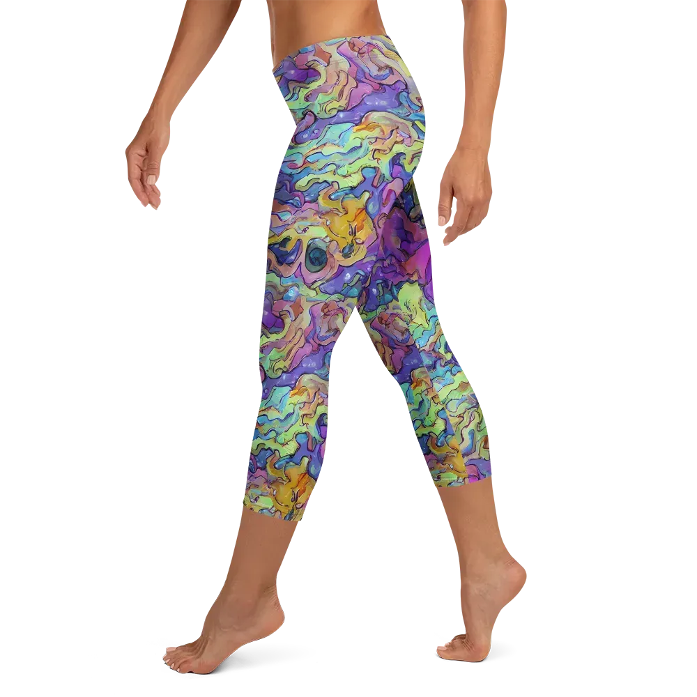 Dreamwave Mosaic on Capri Leggings — Left
