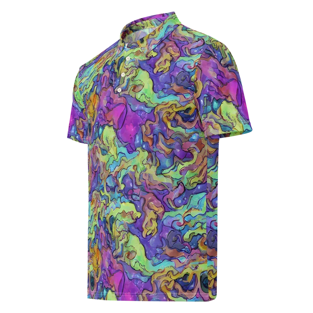 Dreamwave Mosaic on Men's Slim Fit Polo Shirt — Left Front