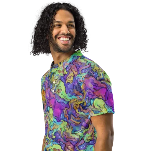 Dreamwave Mosaic on a Men's Slim Fit Polo Shirt