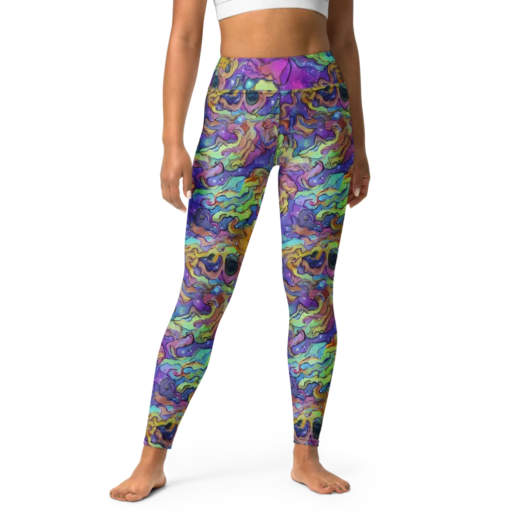 Dreamwave Mosaic on Yoga Leggings — Front