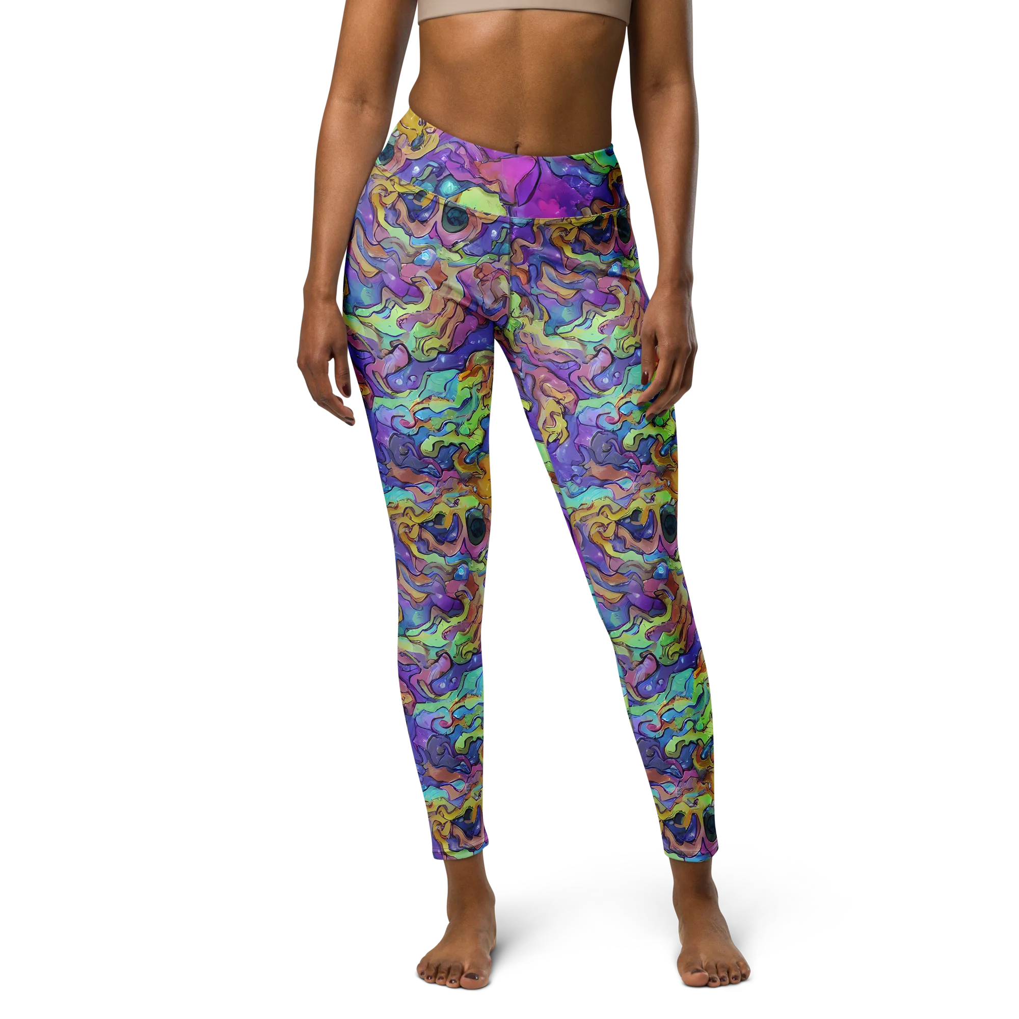 Dreamwave Mosaic on Yoga Leggings — Front