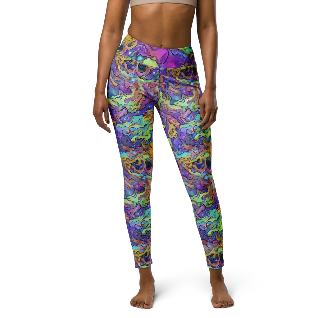 Dreamwave Mosaic on Yoga Leggings — Front