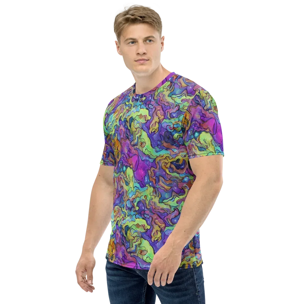 Dreamwave Mosaic on Men's Crew Neck T-Shirt — Left