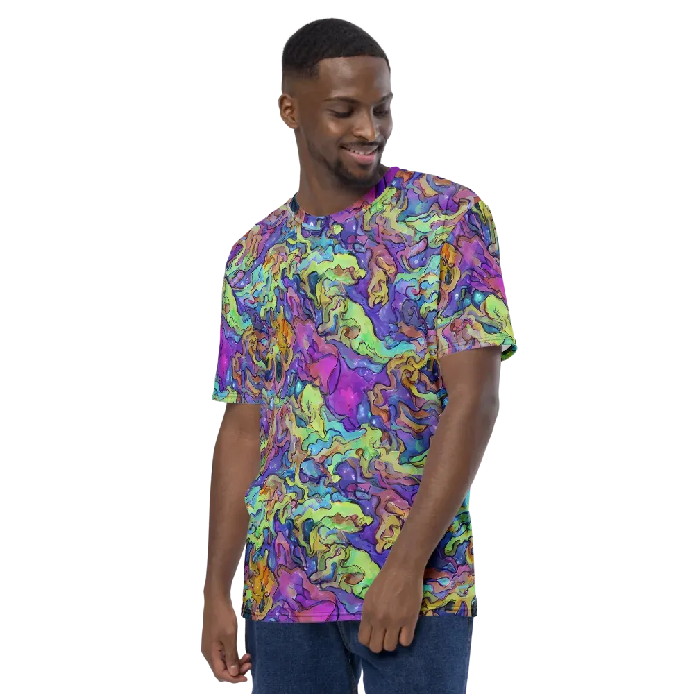 Dreamwave Mosaic on Men's Crew Neck T-Shirt — Left
