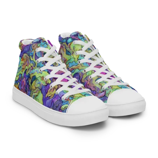 Dreamwave Mosaic on a Men's High Top Canvas Shoes