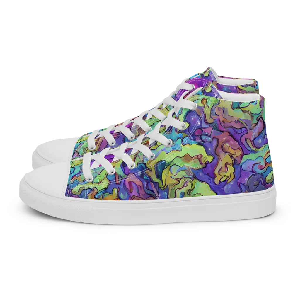 Dreamwave Mosaic on Men's High Top Canvas Shoes — Left