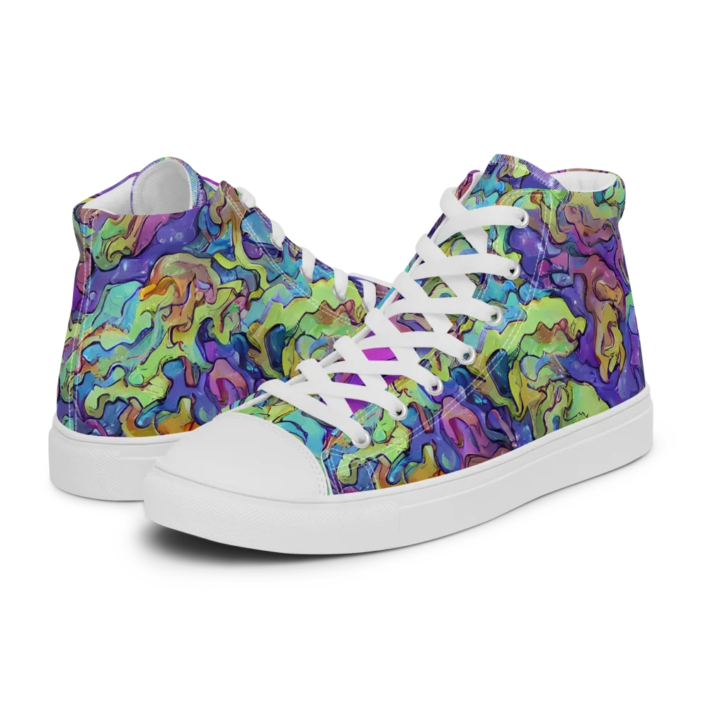 Dreamwave Mosaic on Men's High Top Canvas Shoes — Left