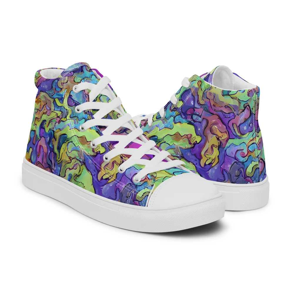 Dreamwave Mosaic on Men's High Top Canvas Shoes — Right