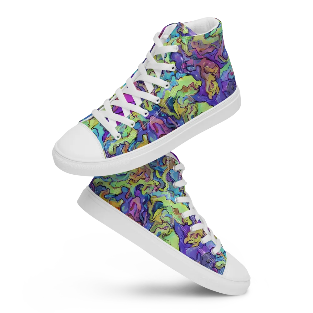 Dreamwave Mosaic on Men's High Top Canvas Shoes — Front