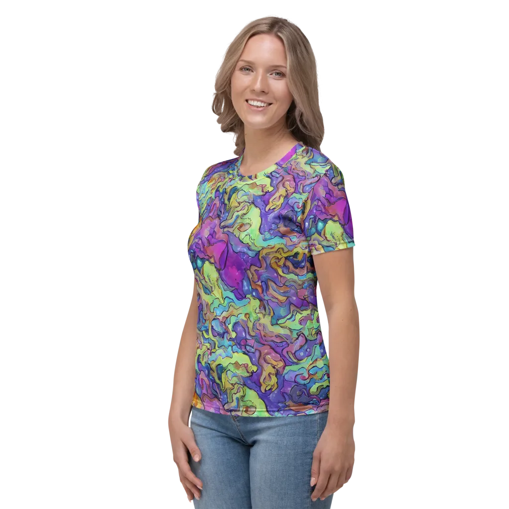 Dreamwave Mosaic on Women's Crew Neck T-Shirt — Left