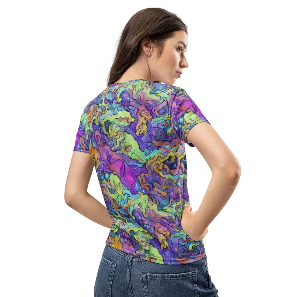 Dreamwave Mosaic on Women's Crew Neck T-Shirt — Back