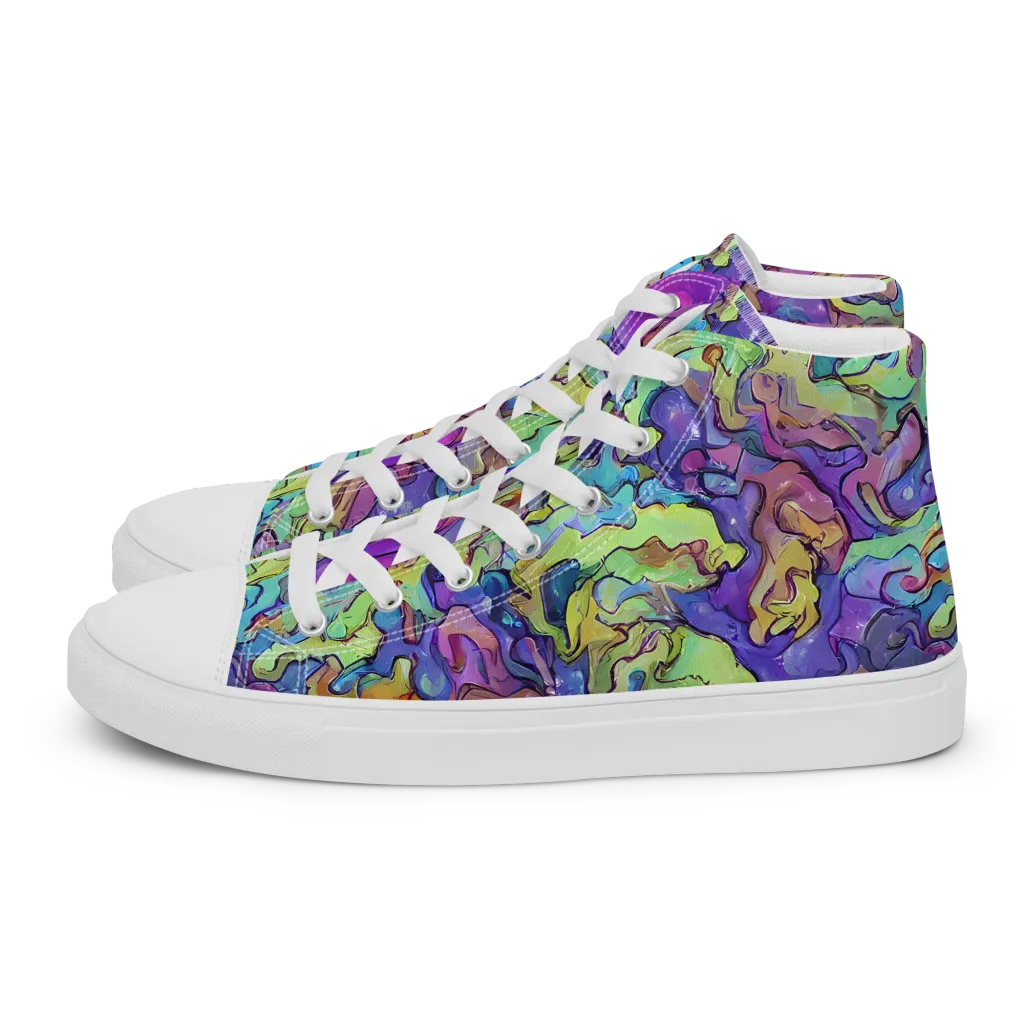 Dreamwave Mosaic on Women's High Top Canvas Shoes — Left