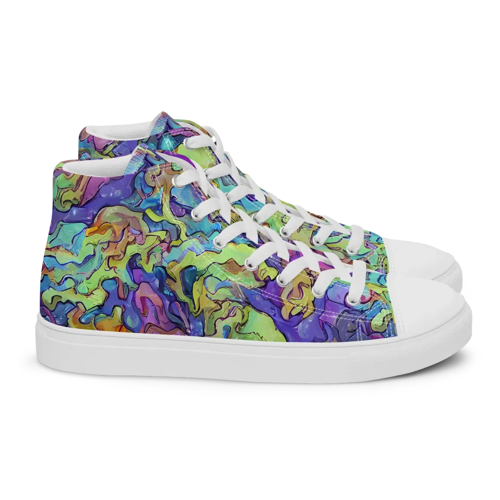 Dreamwave Mosaic on Women's High Top Canvas Shoes — Right