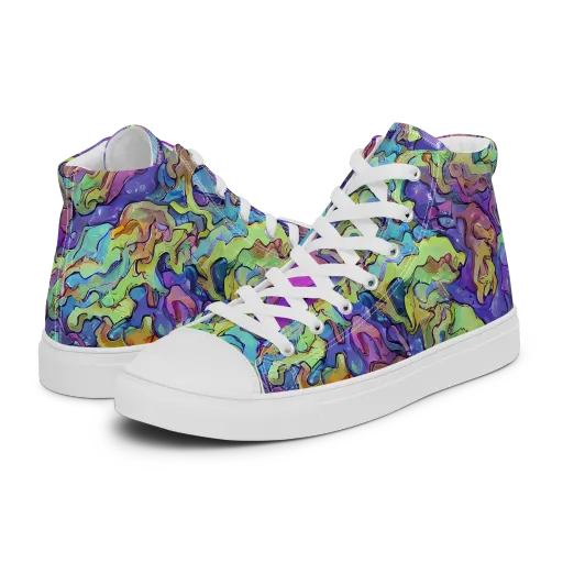 Dreamwave Mosaic on a Women's High Top Canvas Shoes