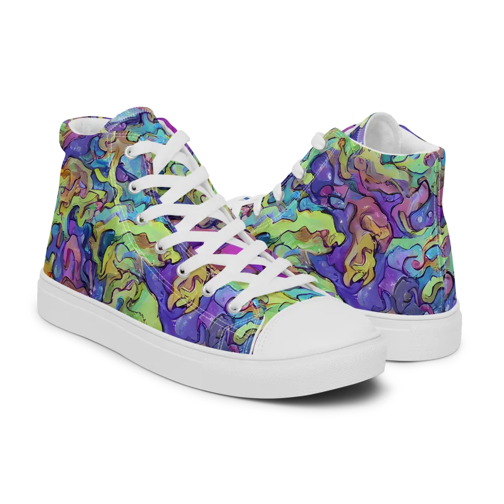 Dreamwave Mosaic on Women's High Top Canvas Shoes — Right