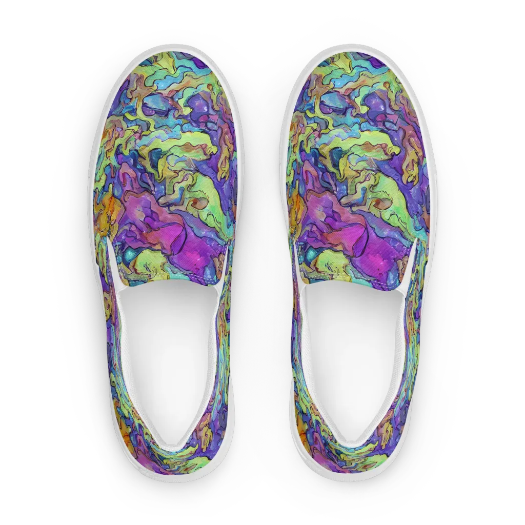 Dreamwave Mosaic on Men's Slip-On Canvas Shoes — Front