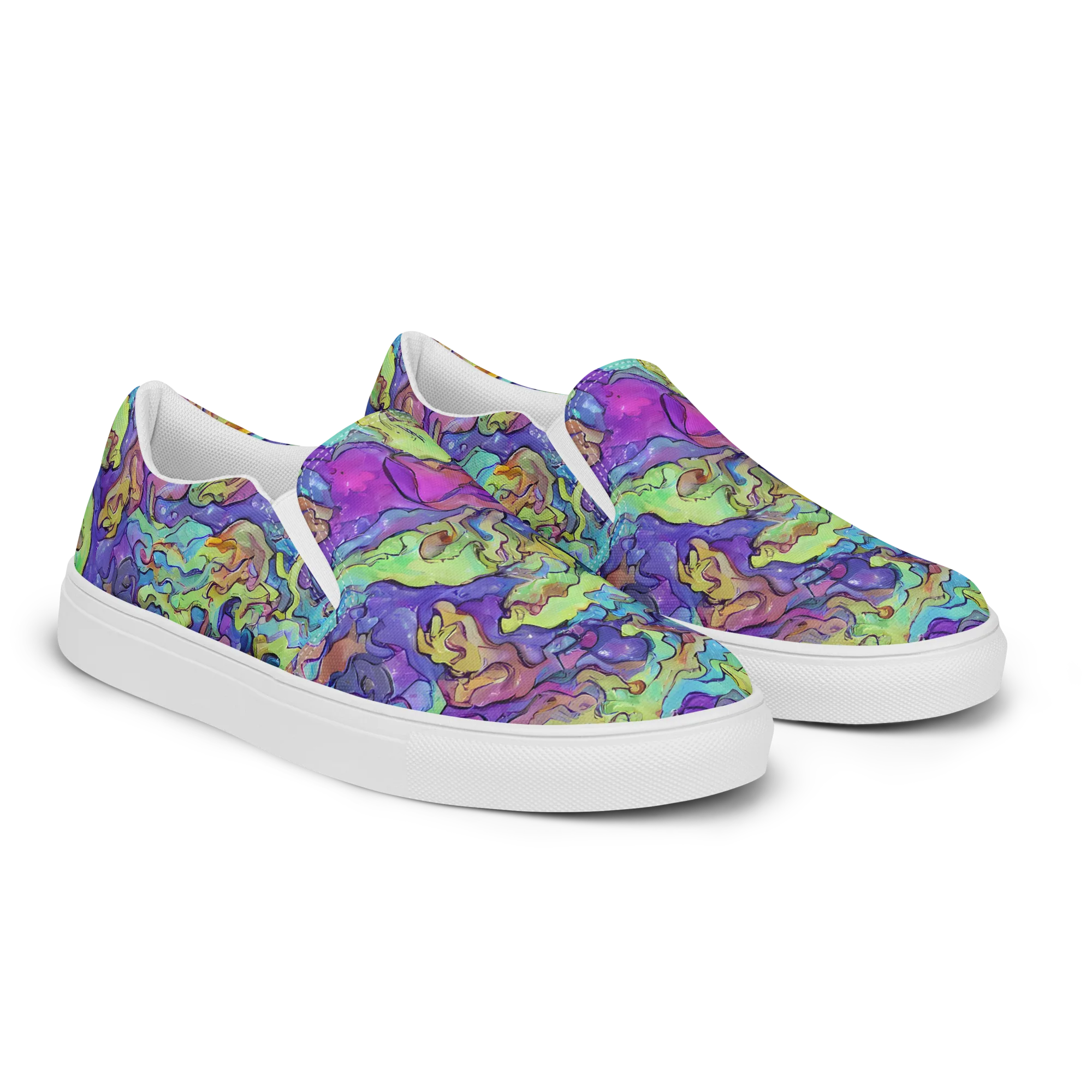 Dreamwave Mosaic on Men's Slip-On Canvas Shoes — Right Front