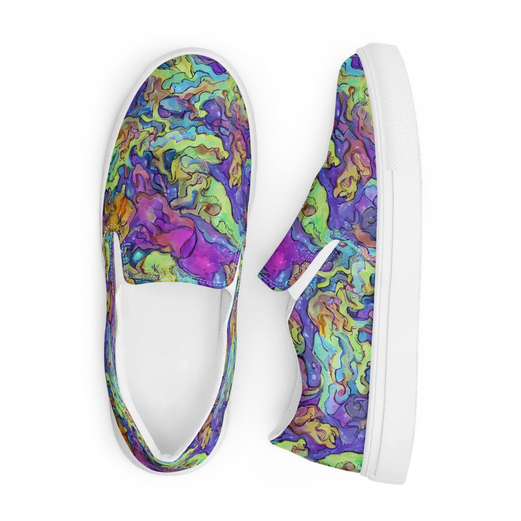 Dreamwave Mosaic on Men's Slip-On Canvas Shoes — Front