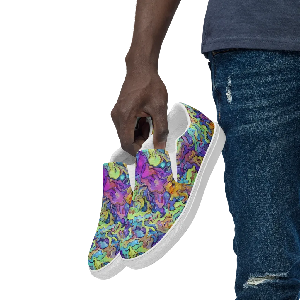 Dreamwave Mosaic on Men's Slip-On Canvas Shoes — Left Front