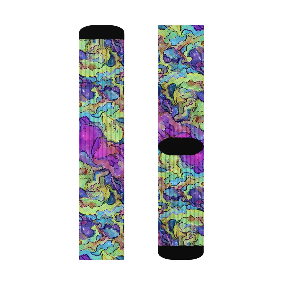 Dreamwave Mosaic on Socks — Left Sock