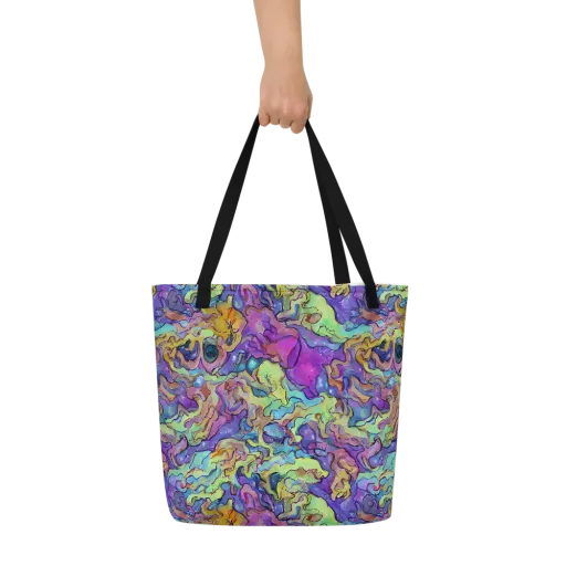 Dreamwave Mosaic on a Large Tote Bag W/ Pocket