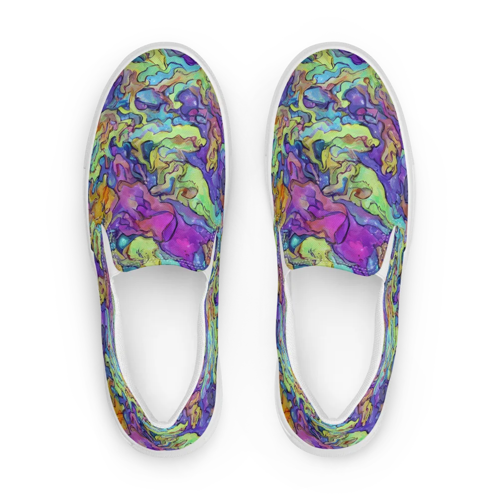 Dreamwave Mosaic on Women's Slip-On Canvas Shoes — Front