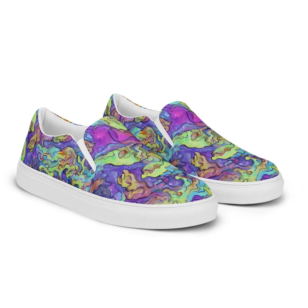 Dreamwave Mosaic on Women's Slip-On Canvas Shoes — Right Front