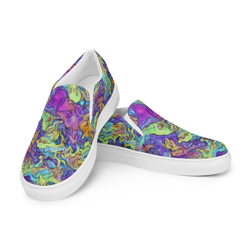 Dreamwave Mosaic on Women's Slip-On Canvas Shoes — Left Front