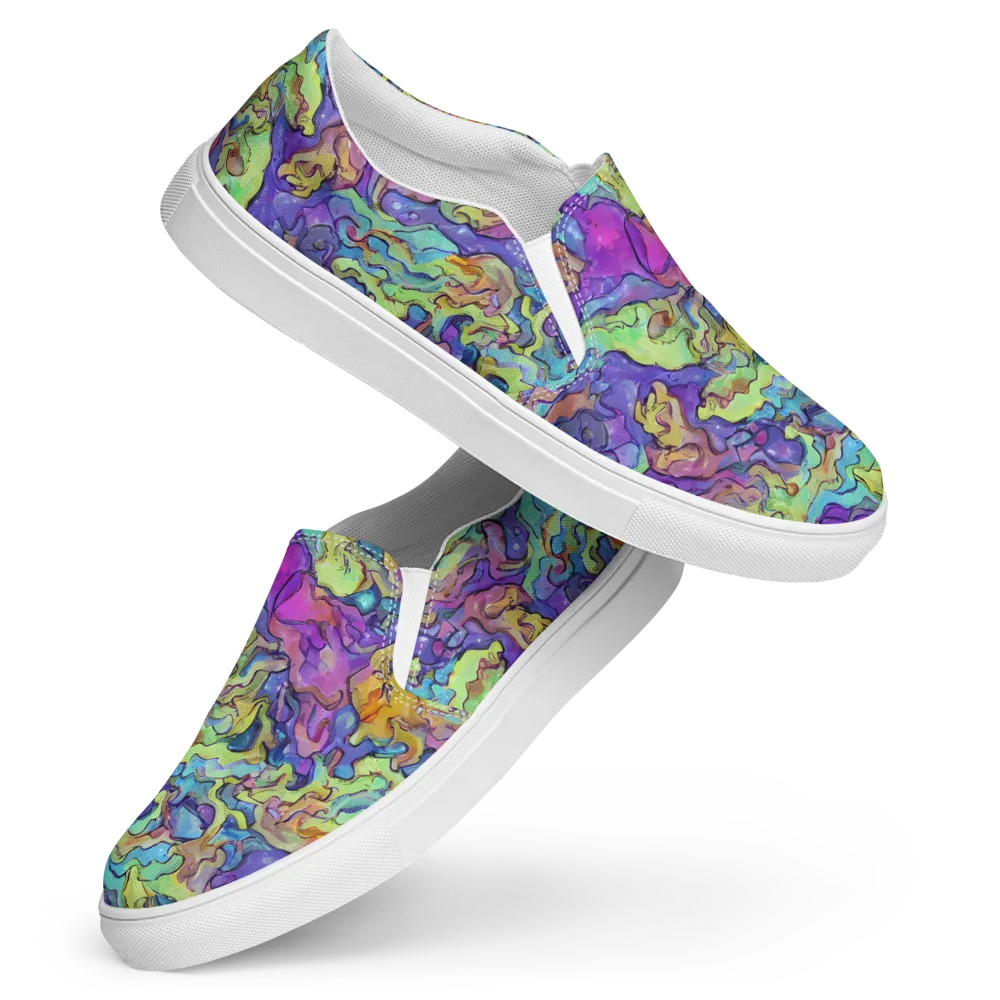 Dreamwave Mosaic on Women's Slip-On Canvas Shoes — Front