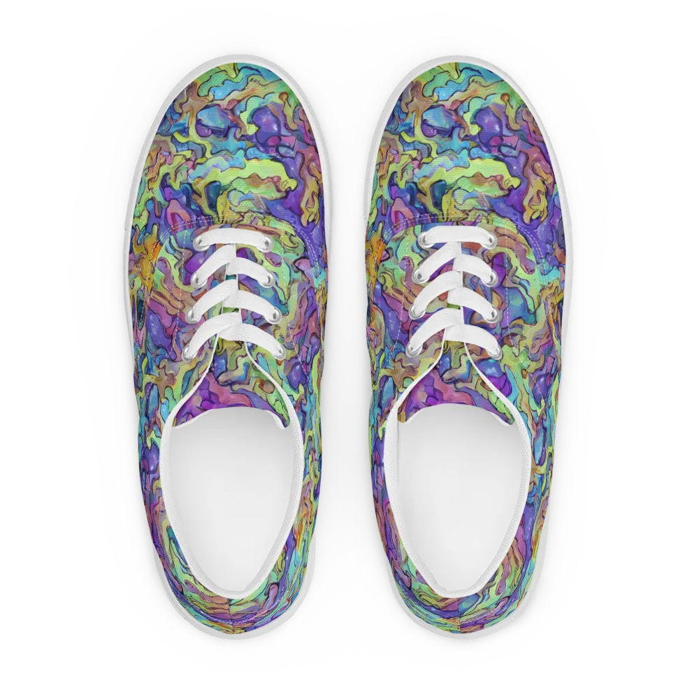 Dreamwave Mosaic on Men's Lace-Up Canvas Shoes — Front