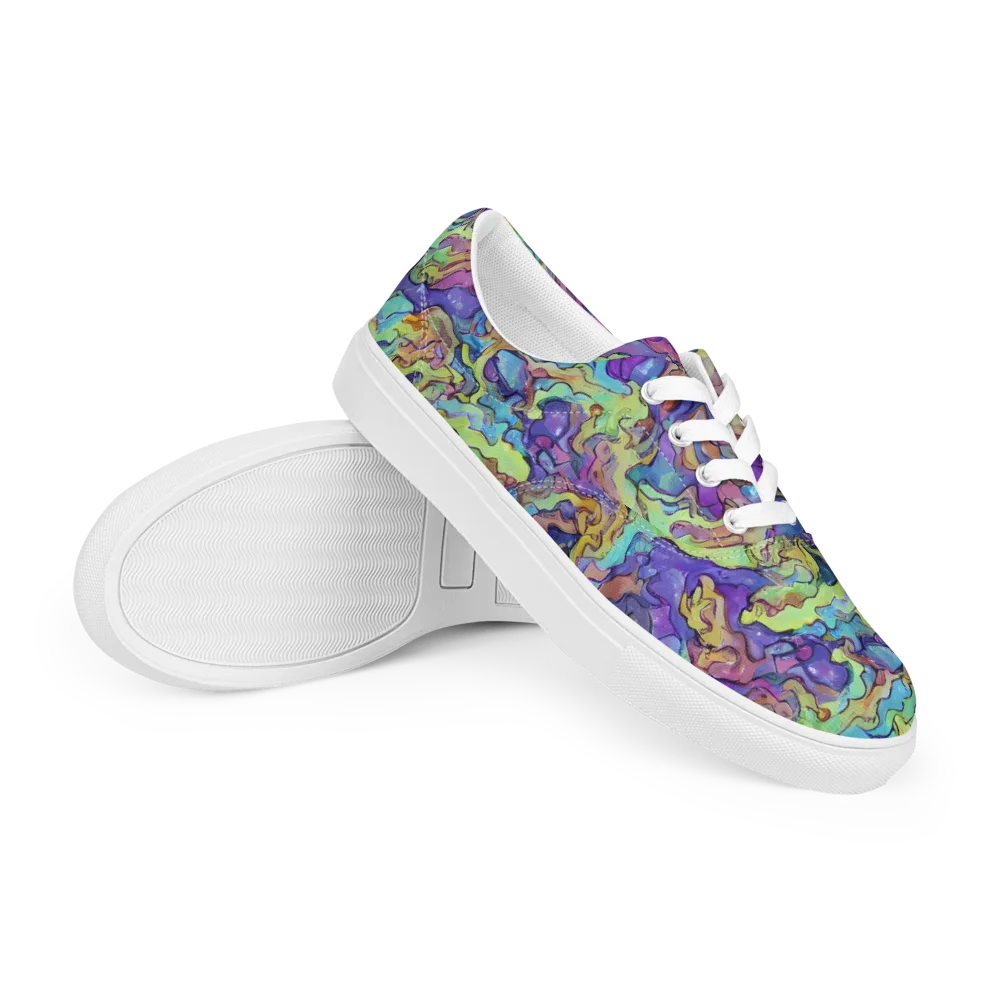 Dreamwave Mosaic on Men's Lace-Up Canvas Shoes — Right Front