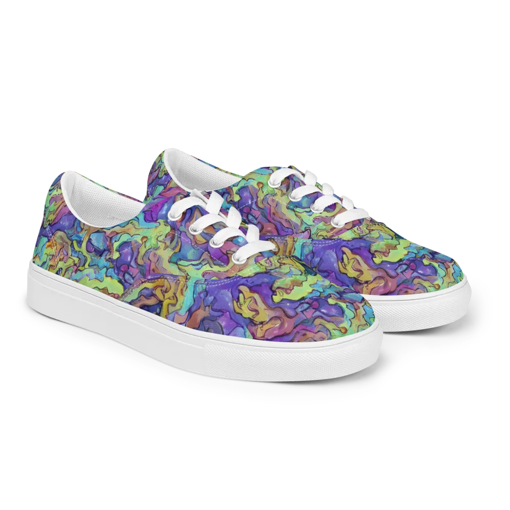 Dreamwave Mosaic on Men's Lace-Up Canvas Shoes — Right Front