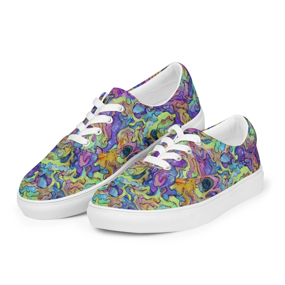 Dreamwave Mosaic on Men's Lace-Up Canvas Shoes — Left Front