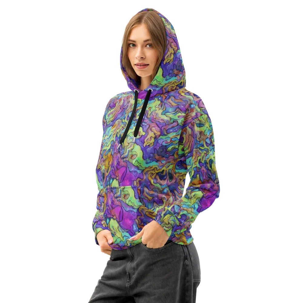 Dreamwave Mosaic on Cotton Hoodie — Left Front