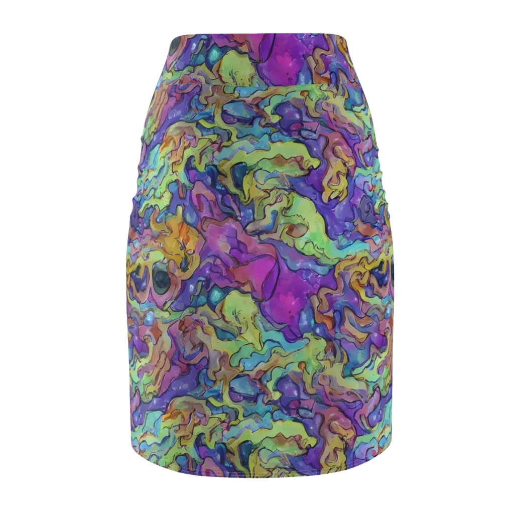 Dreamwave Mosaic on Pencil Skirt — Back