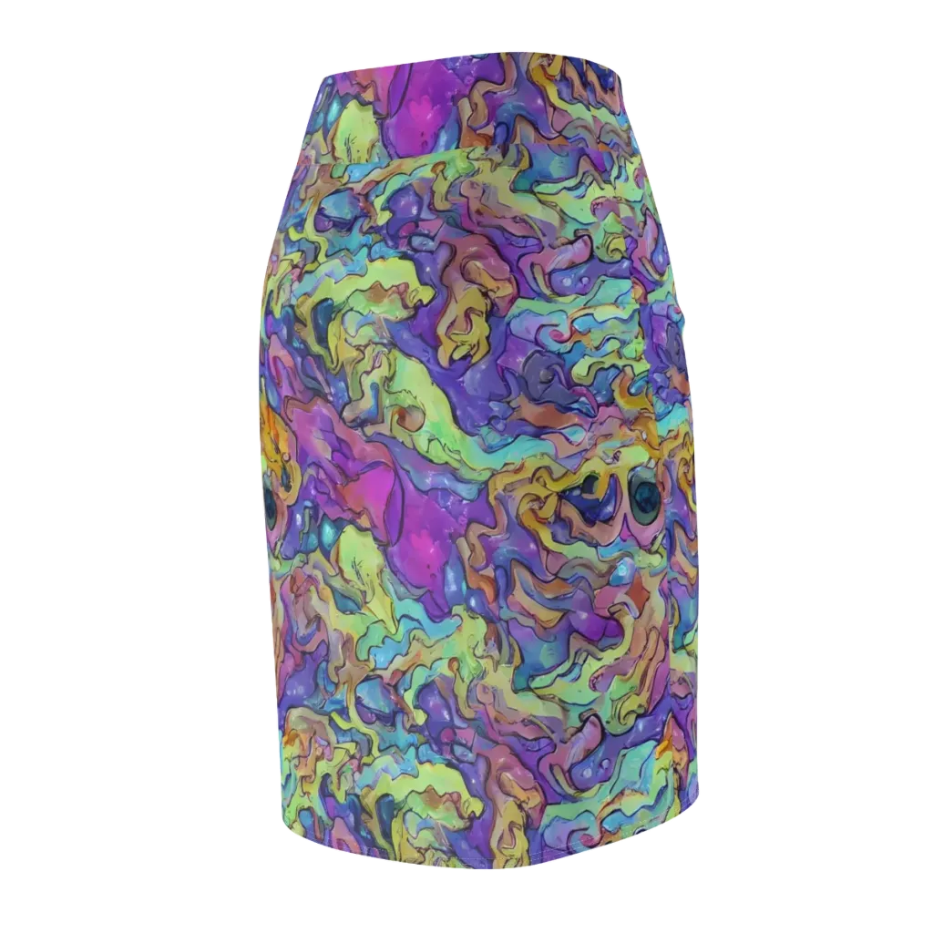 Dreamwave Mosaic on Pencil Skirt — Back Side