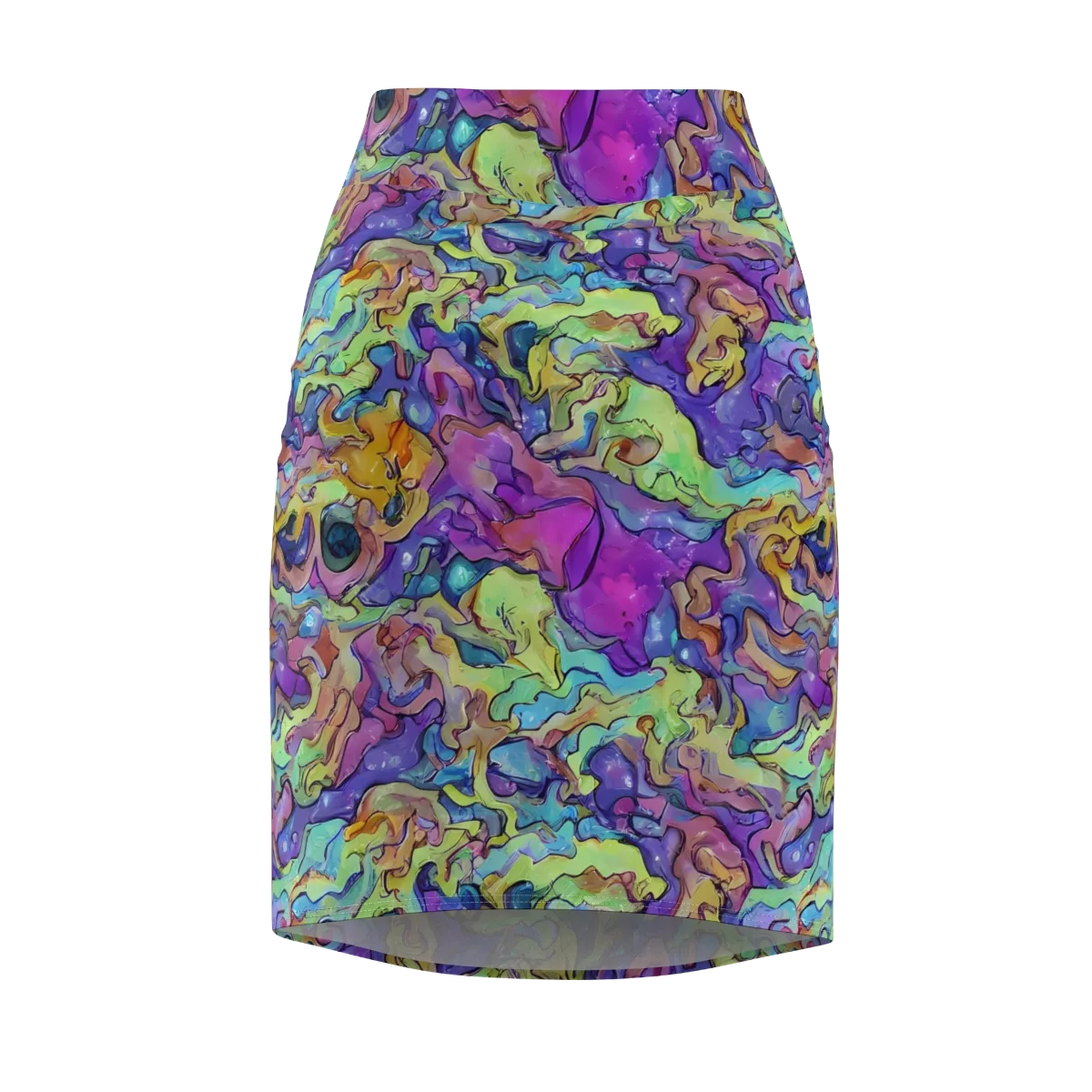 Dreamwave Mosaic on Pencil Skirt — Front