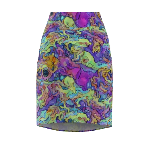 Dreamwave Mosaic on a Pencil Skirt