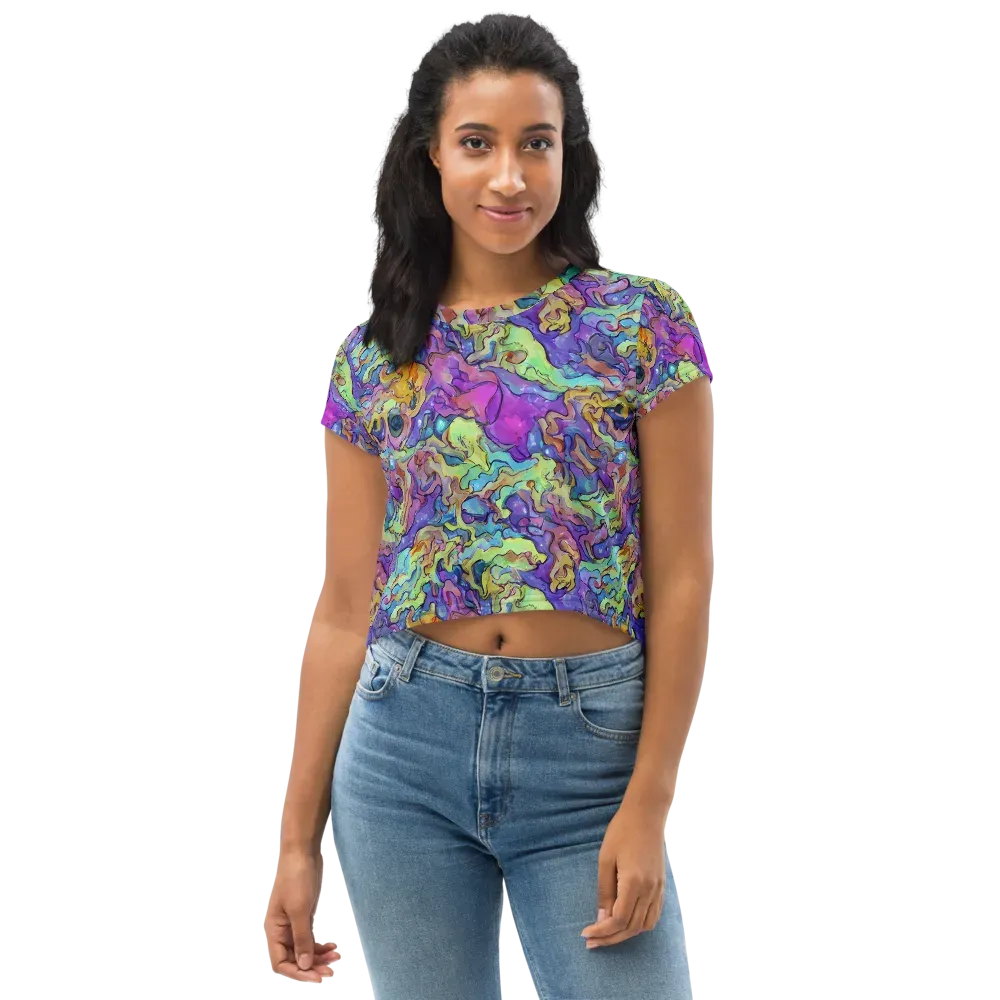 Dreamwave Mosaic on Crop Tee — Front