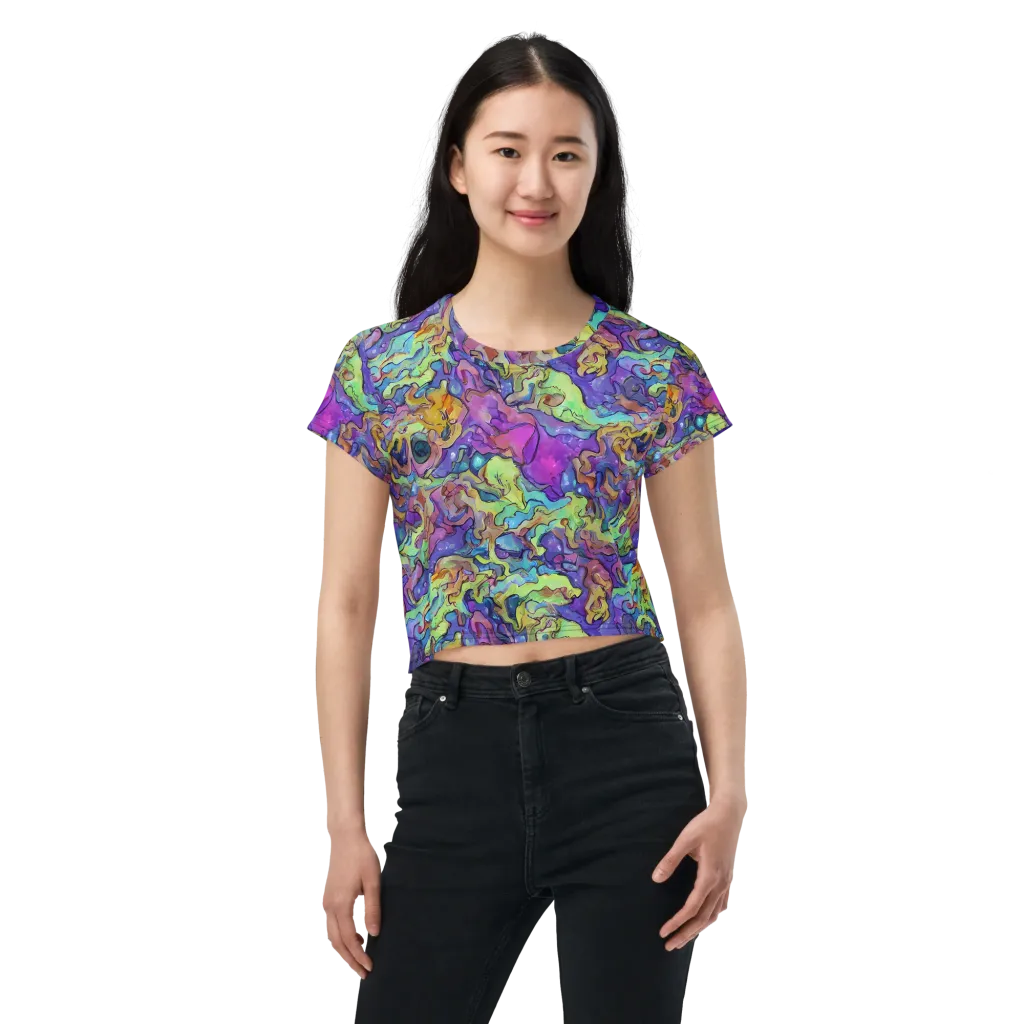 Dreamwave Mosaic on Crop Tee — Front