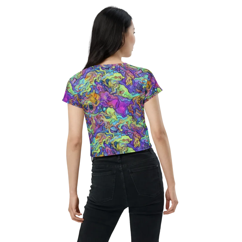 Dreamwave Mosaic on Crop Tee — Back