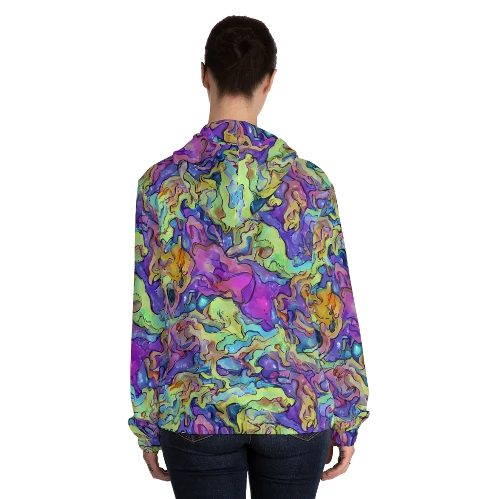 Dreamwave Mosaic on Women's Full-Zip Hoodie — Back On Person