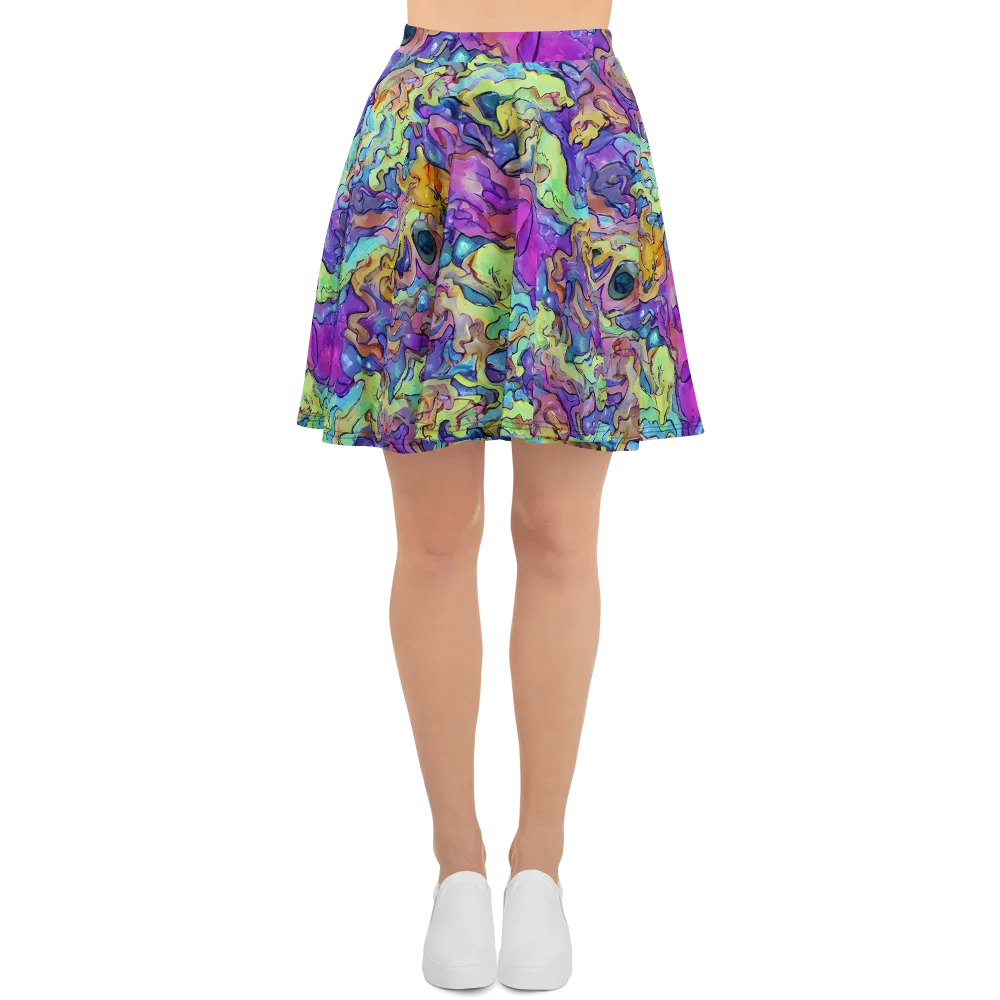 Dreamwave Mosaic on Skater Skirt — Front