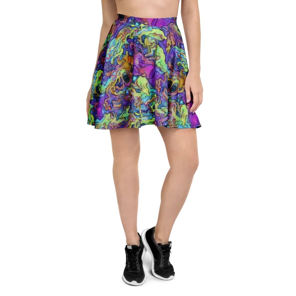 Dreamwave Mosaic on Skater Skirt — Front
