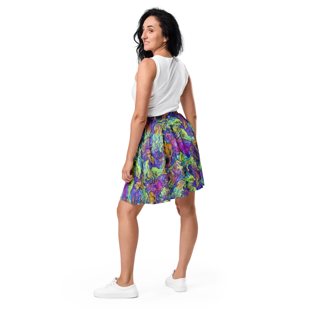 Dreamwave Mosaic on Skater Skirt — Back
