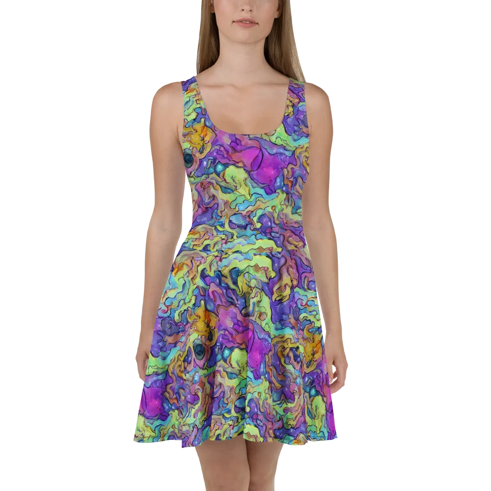 Dreamwave Mosaic on Skater Dress — Front