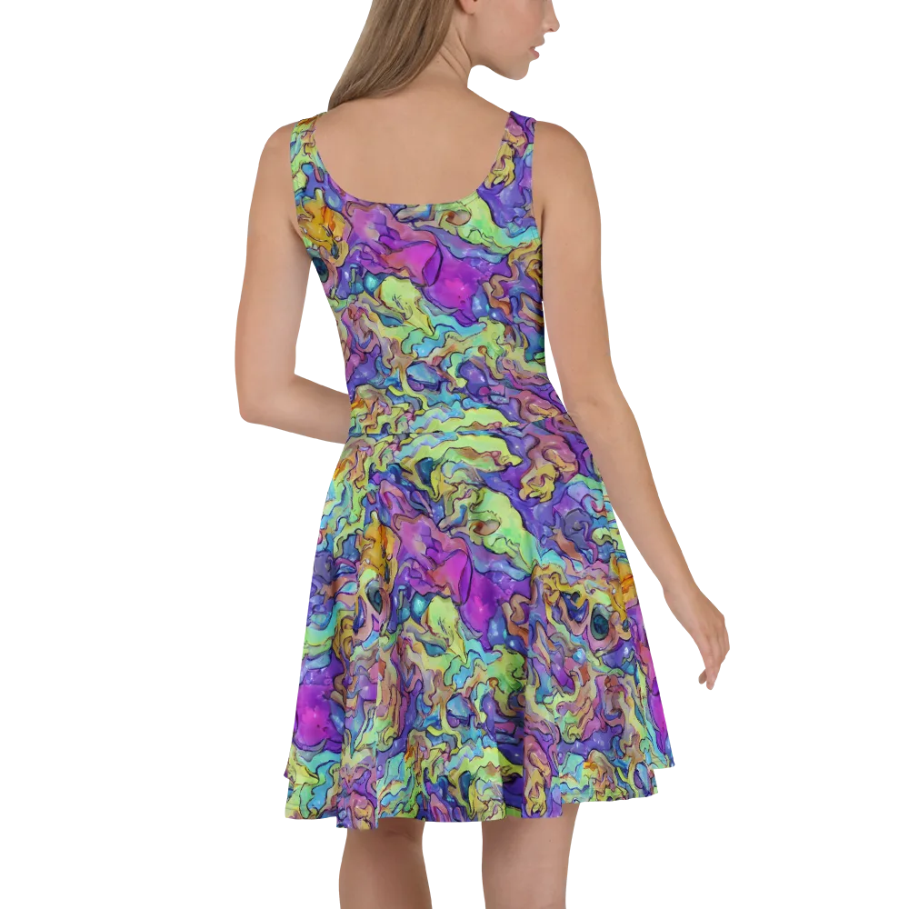Dreamwave Mosaic on Skater Dress — Back